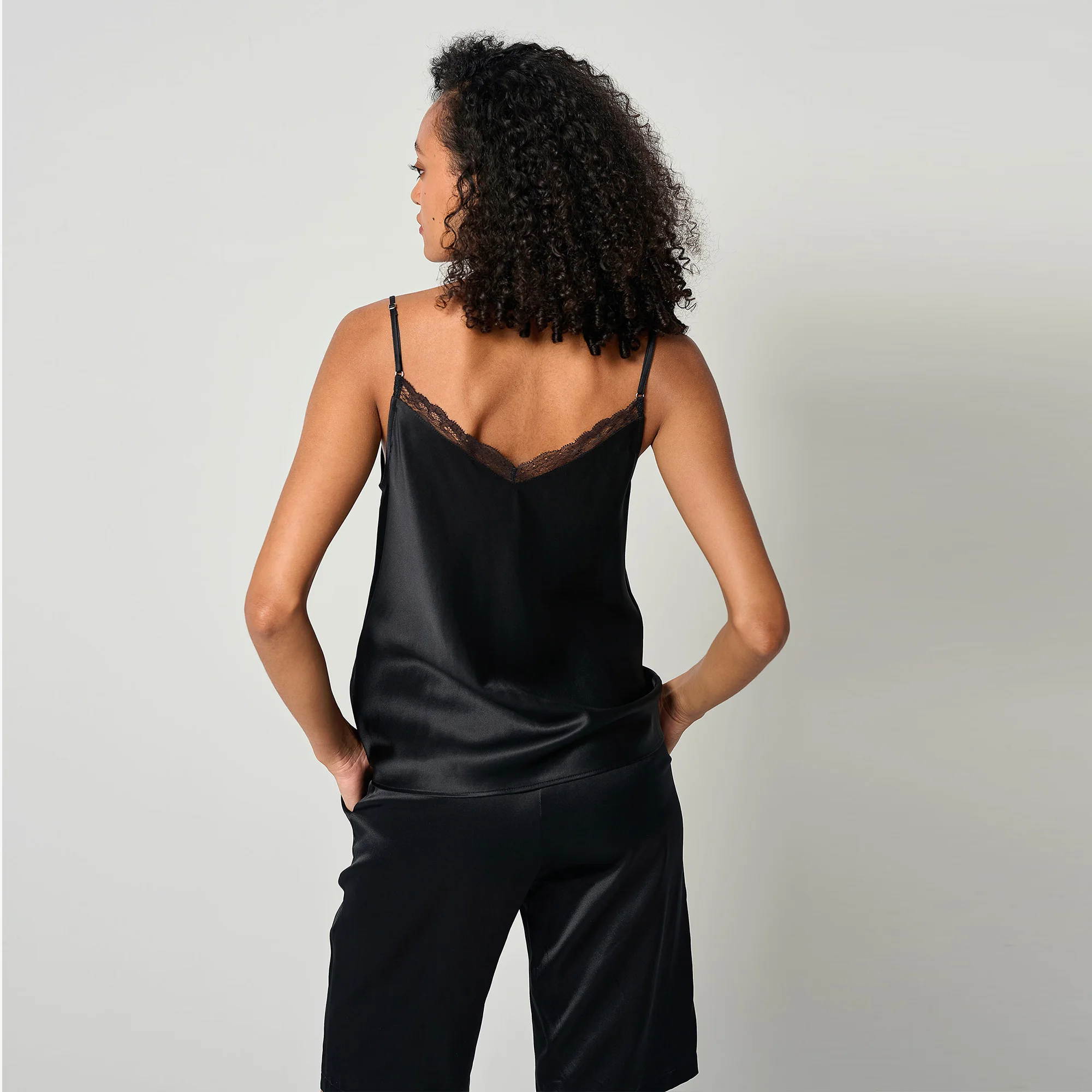 LILYSILK Women's Silk 2 in 1 Camisole Ladies MIM Vest Top with Lace V Neck and Thin Adjustable Shoulder Straps