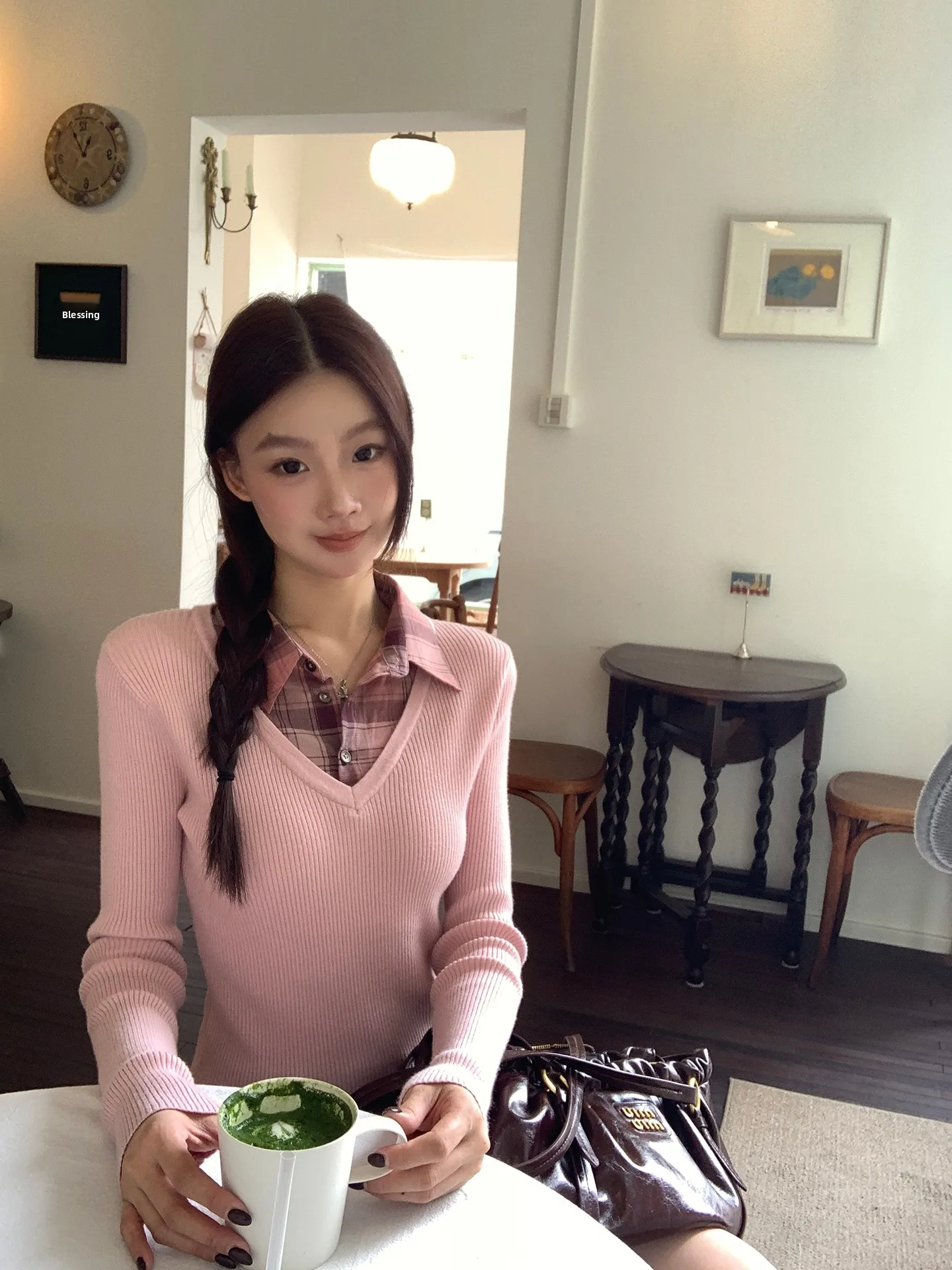 

Зимний женский вязаный свитер Long Sve, розовая верхняя одежда, внутренняя одежда ible Faionable Commute Sle, искусственный дизайн из двух предметов