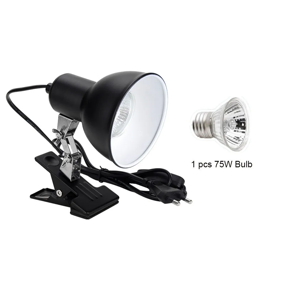 

Clip-on Lamp Holder Turtle Basking Lamp Adjustable Heating Vivarium Reptile Heat Lamp 75W Thermostat Pet Heat Bulb