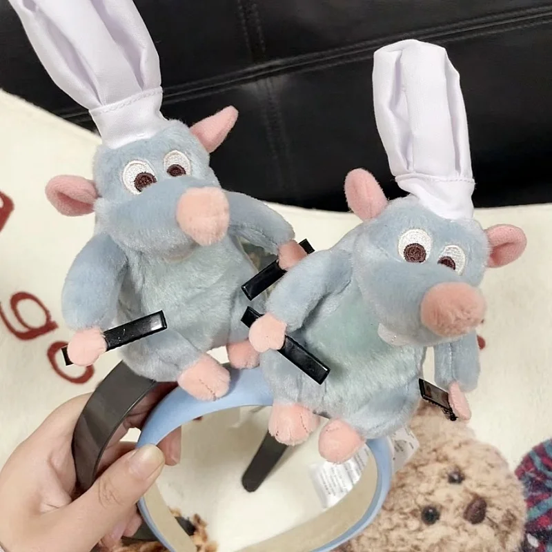 New Disney Ratatouille Hairband New Cartoon Plush Doll Headband French Wide-brimmed Hairpin Photo Headdress Creativity Gift