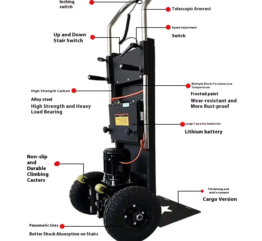 ALUMINUM Steel Heavy Duty Hand Trolley Hand Truck Stair Climber 10 Inch Wheels 300kg Load Capacity Easy Shopping Tools