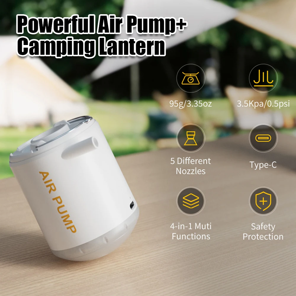 Air Equip Compressor Portable Tiny Pump 3.5Kpa For Outdoor For Camping Bed Illumination With LED Lantern Quick Inflate Deflate