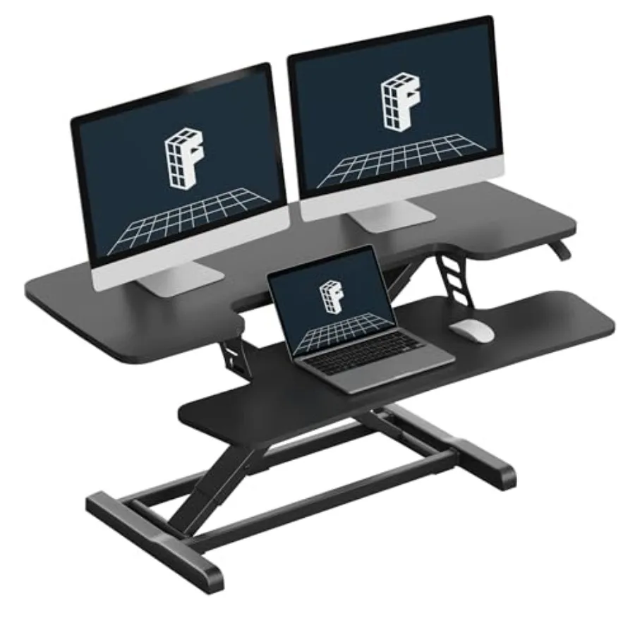 Standing Desk Converter Large Desk Riser, Spacious Desktop Riser Sit Stand Computer Workstation with Wide Keyboard Tray, Ergono