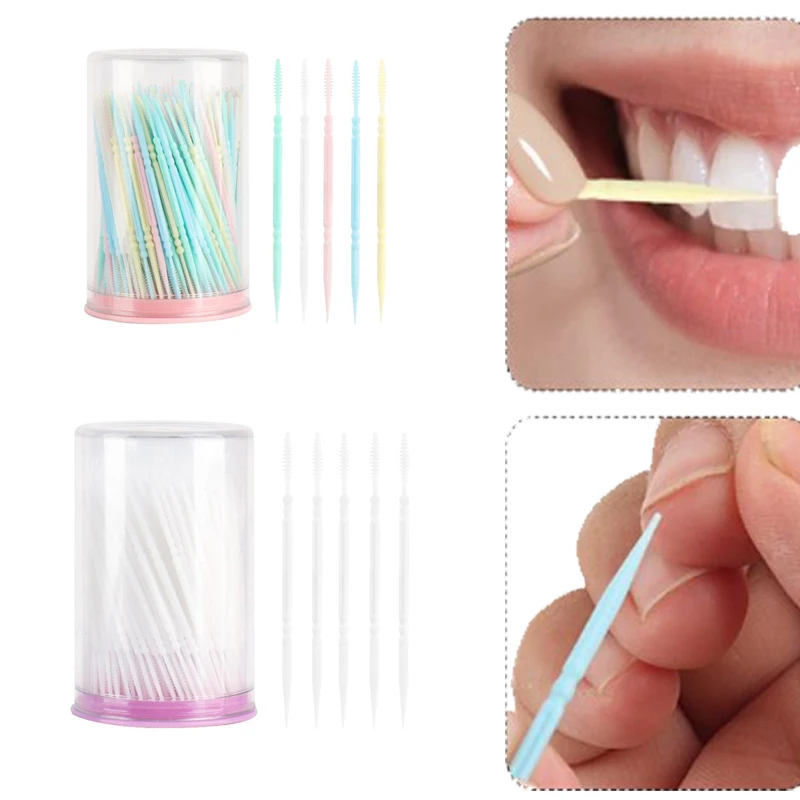 300/Pc/Pack Oral Interdental Toothpick Brush Plastic Toothpick Double Head Disposable Household Brush Teeth Picking Dental Floss
