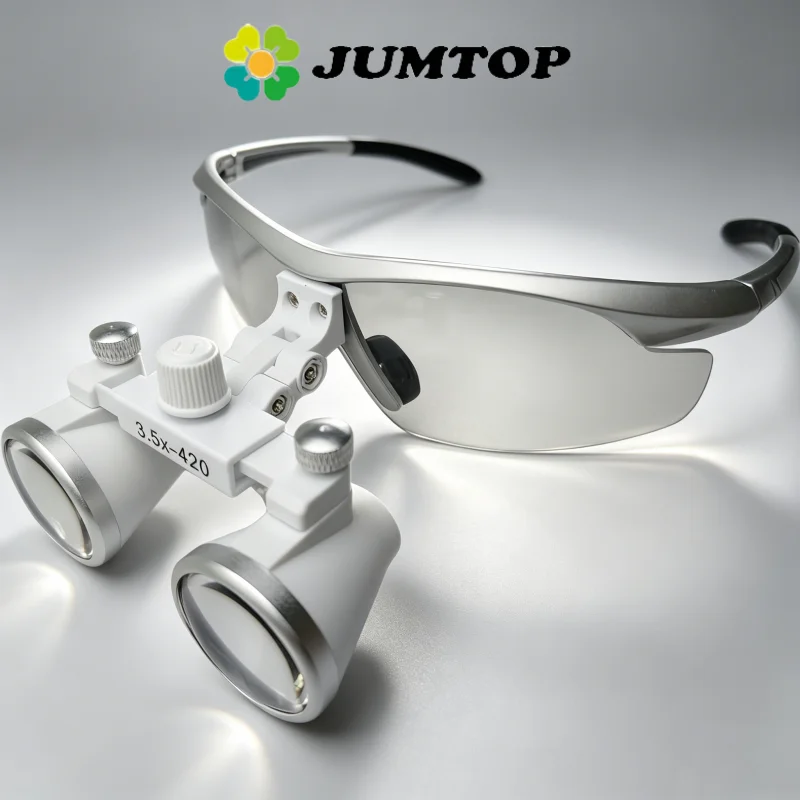 

JUMTOP Dental Loupes 3.5x Magnification Binocular Wearable Glasses with Headlamp