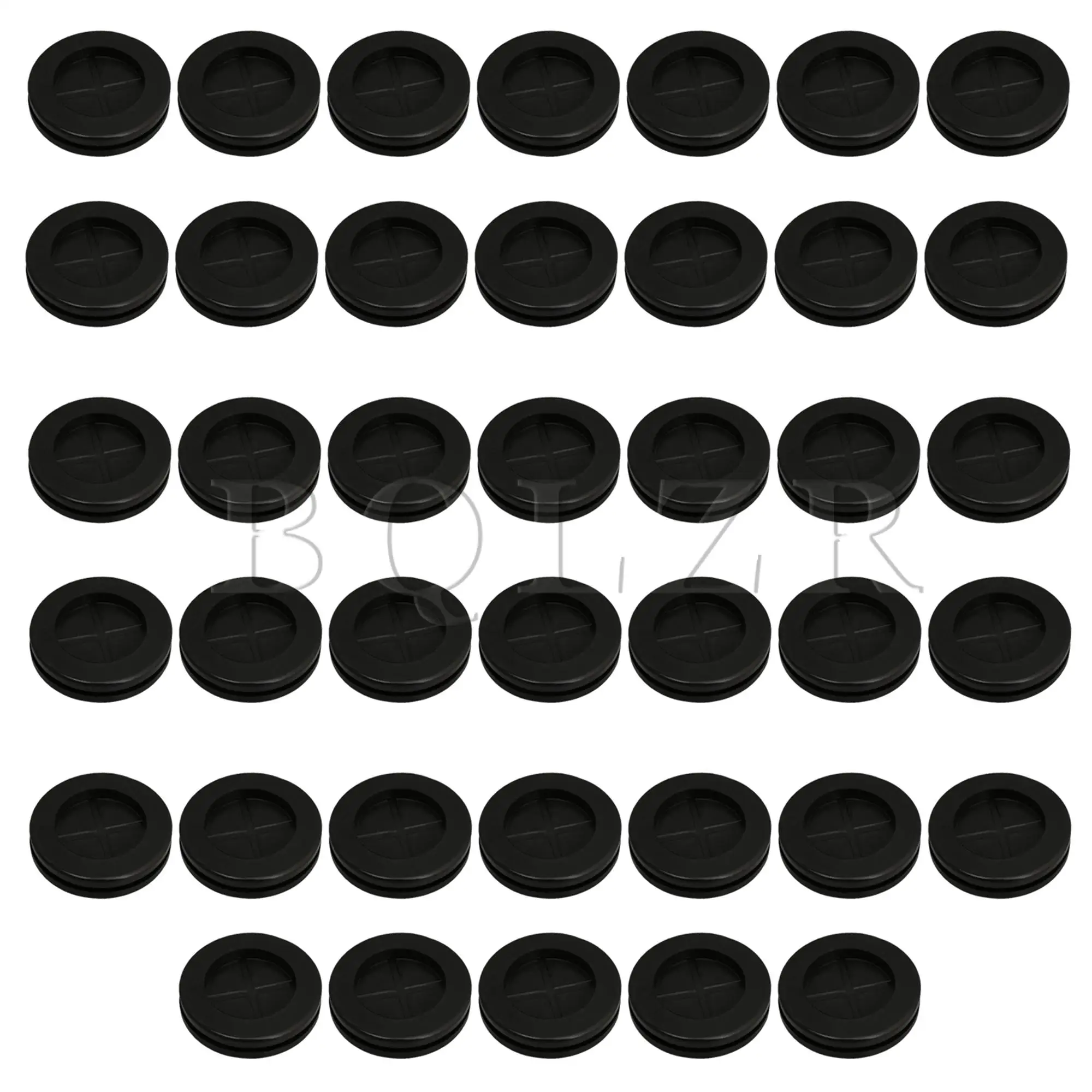 BQLZR 40Pcs Round Double Sided Closed Rubber Wire Grommet Gasket 1-3/16