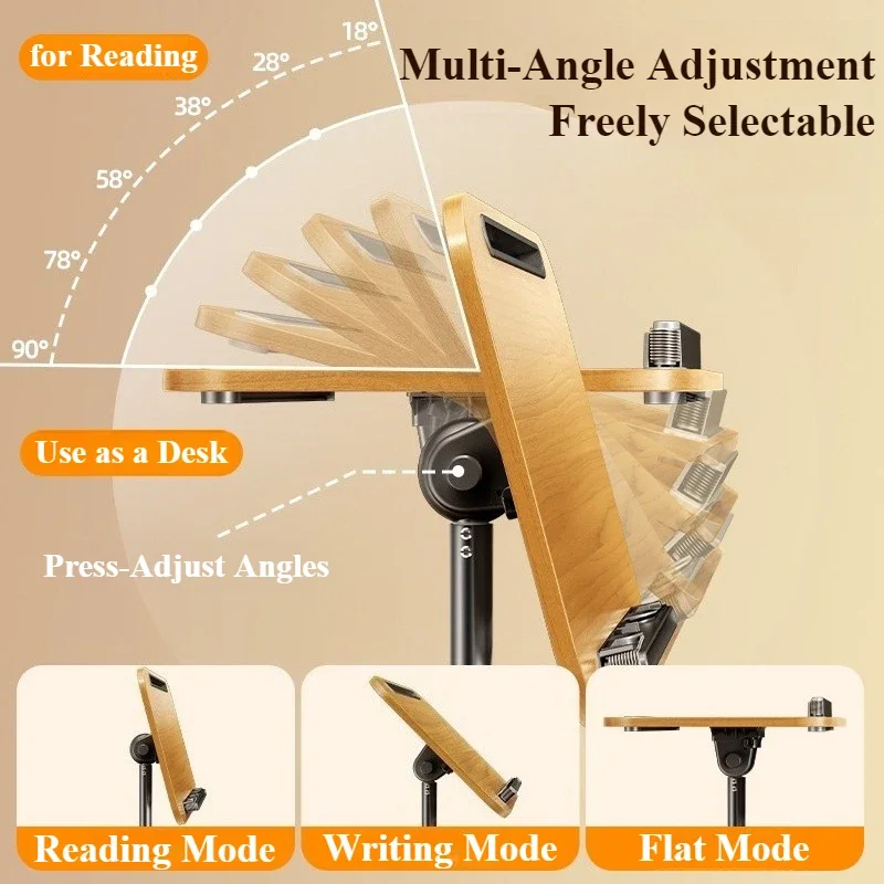 Eary Wooden Laptop Stand Portable Tripod Floor Holder Mobile Stand Up Desks with Wheels 32-57