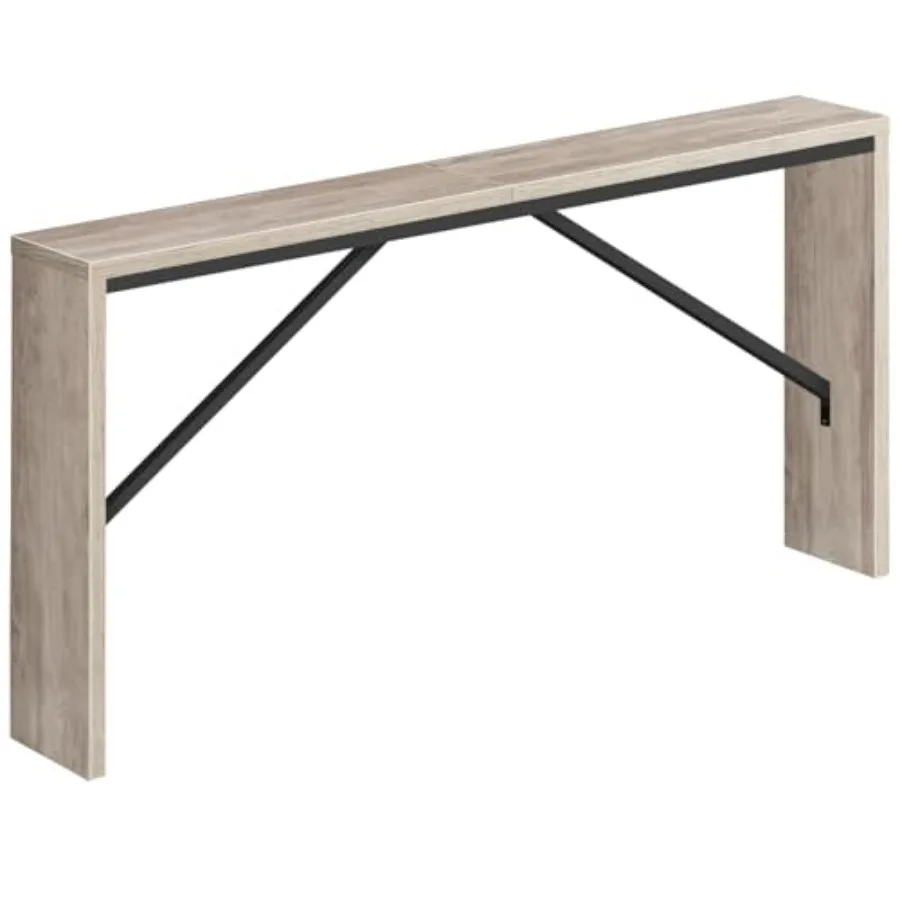 62.2 طاولة وحدة تحكم ضيقة طويلة لخلف الأريكة أو المدخل طاولة طعام على طراز المزرعة مع إطار معدني بزاوية صناعية #1