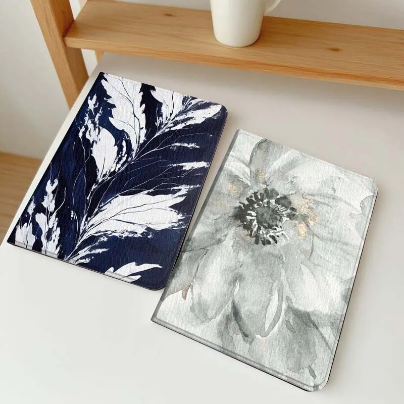 

White Leaf Branch Pattern Tablet Case For Apple iPad Air Pro mini 1 2 3 4 5 6 7 8 9 11 M2 M3 M5 M4 5th 6th 7th 10th 11th Gift