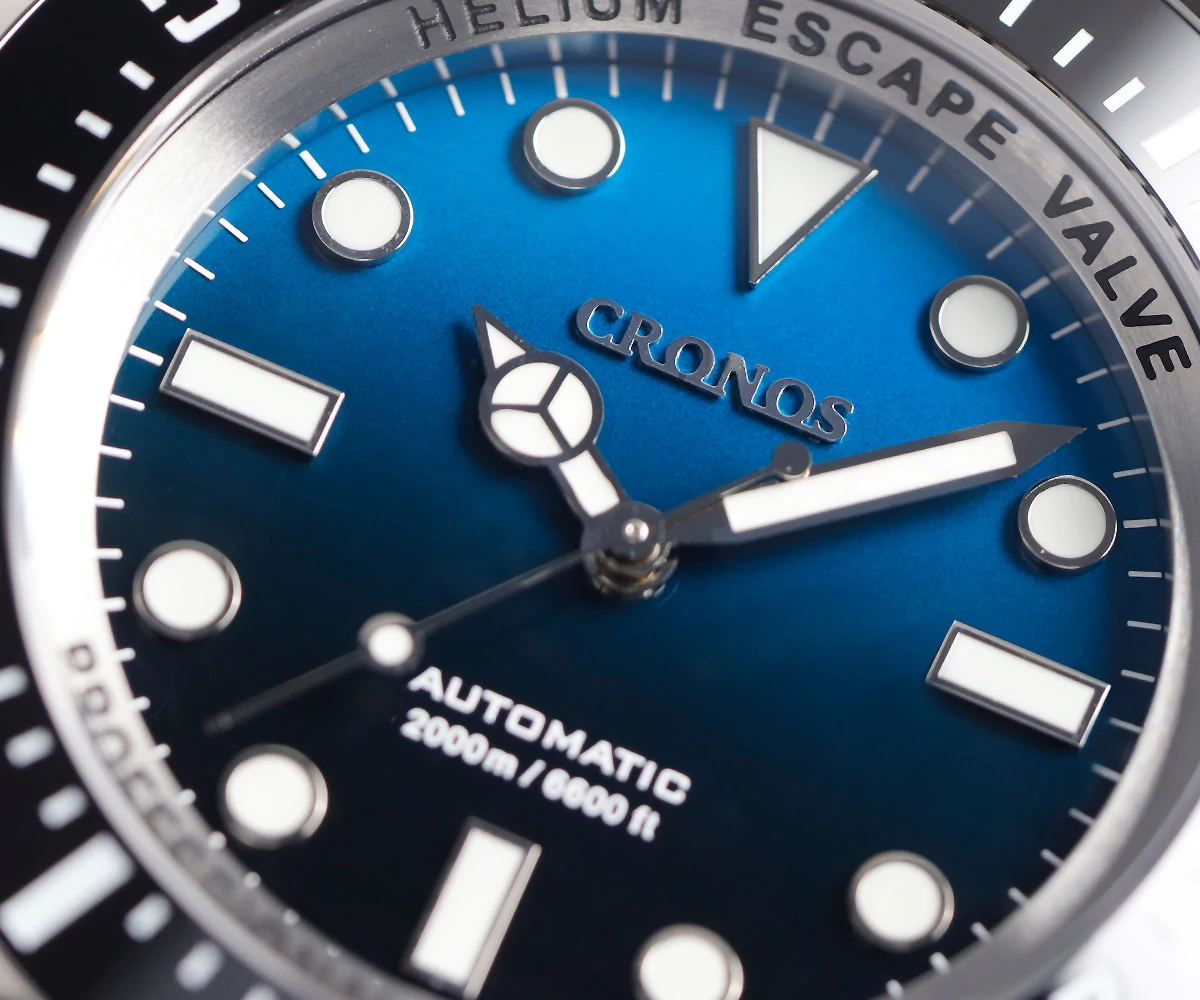

CRONOS Men Automatic Watch 44mm Mechanical Wristwatch Sapphire Diver 200ATM Waterproof BGW-9 Luminous PT5000 Ceramic Bezel