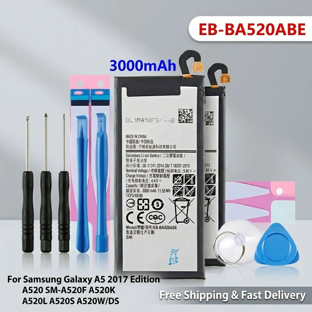 

High Quality 3000mAh EB-BA520ABE Battery Fit Samsung Galaxy A5 2017 A520 Series With Free Installation Tools