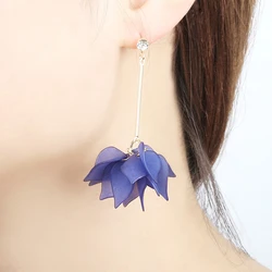 Fashion White Flower Earrings For Women Trendy Acrylic Long Tassel Drop Earrings Temperament Party Gift Jewelry