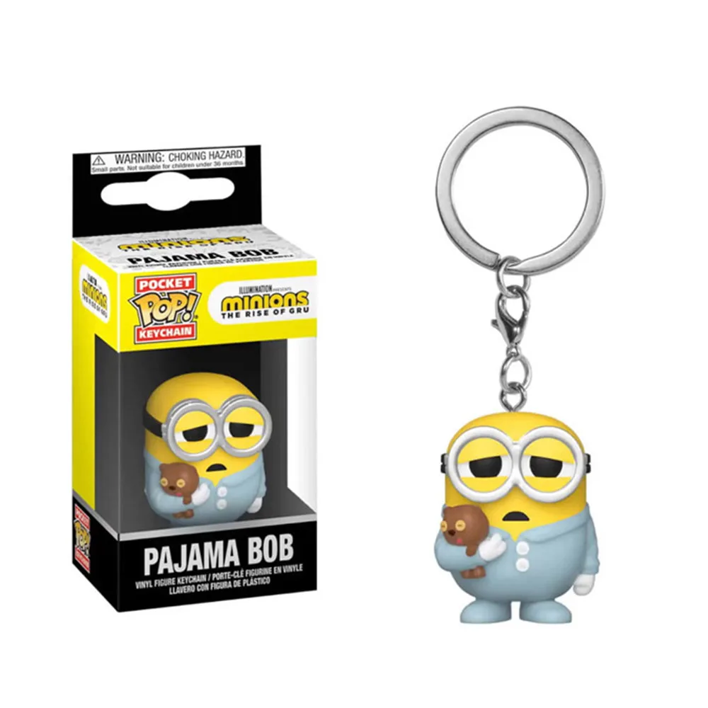 Funko Pop Minions سلاسل المفاتيح كارل الأسطوانة التزلج ستيوارت الكونغ فو كيفن بوب الفينيل ألعاب شخصيات الحركة البوب جيب سلاسل المفاتيح الهدايا