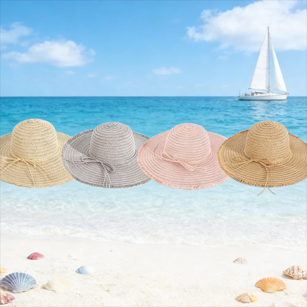 قبعة شاطئ صيفية للسيدات بمحيط الرأس الكبير وقبعة صياد السمك للحماية من الشمس #1