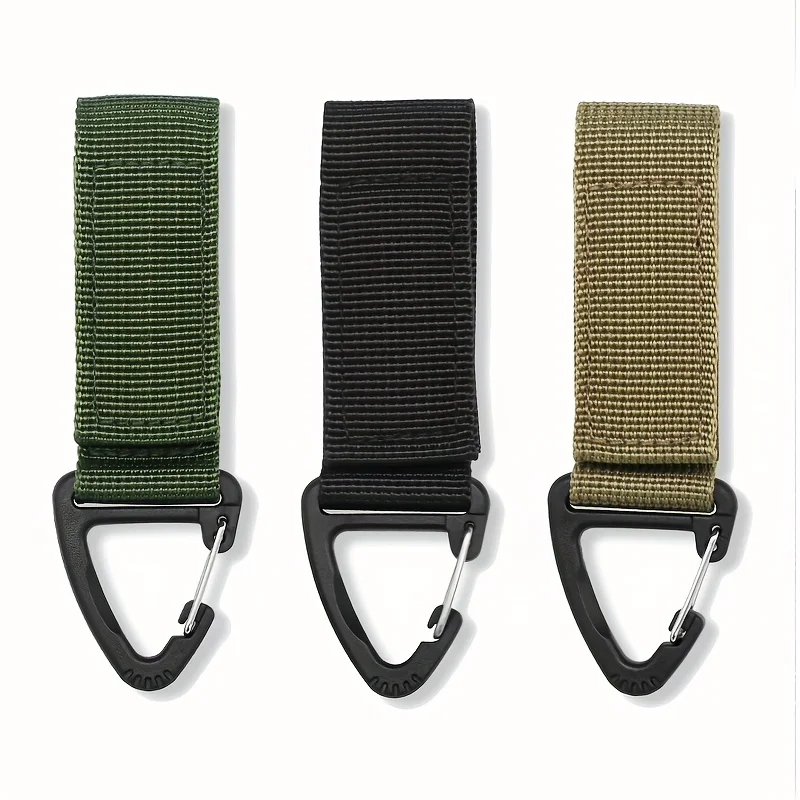 3/6Pcs Keychain Holders - Nylon Webbing Hanging Gear Clips with Triangular Buckle Hook for Outdoor Camping