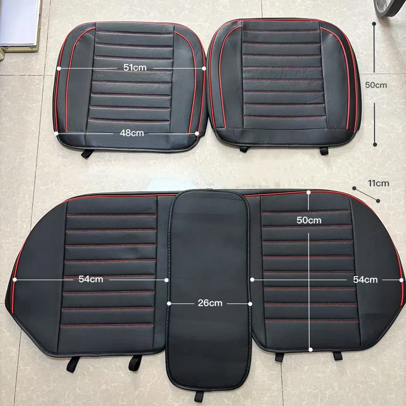 1Pcs PU Leather Car Universal Seat Cover Interior Auto Seat Kits Cushion Four Seasons Protector Mat Front Rear Rows Accessories