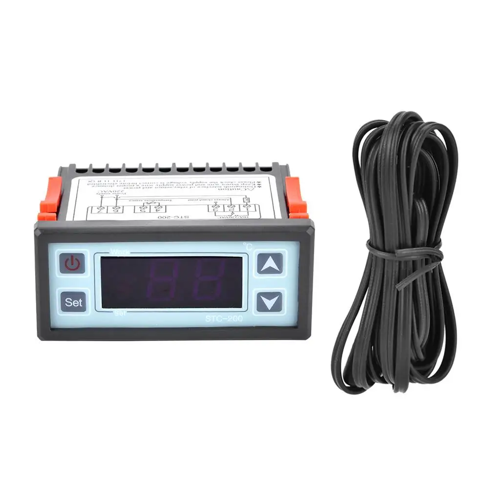 AC220V Digital Temperature Controller Thermostat Refrigeration Heating Thermoregulator STC-200