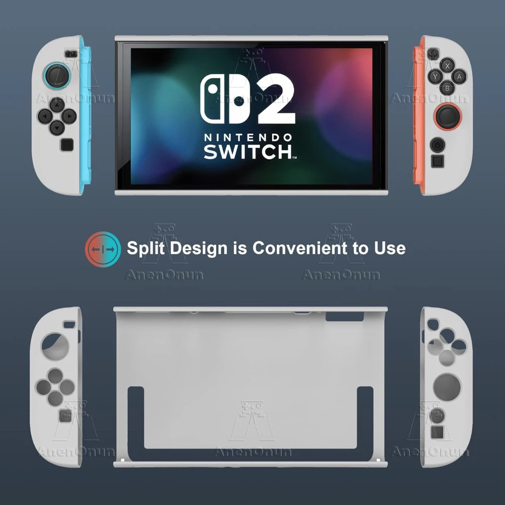 Switch 2 TPU+PC Split Case Antypoślizgowy uchwyt Pełna osłona Skóra Odporna na wstrząsy Odporna na zarysowania Wszechstronna ochrona Trwała miękka skorupa - Biała