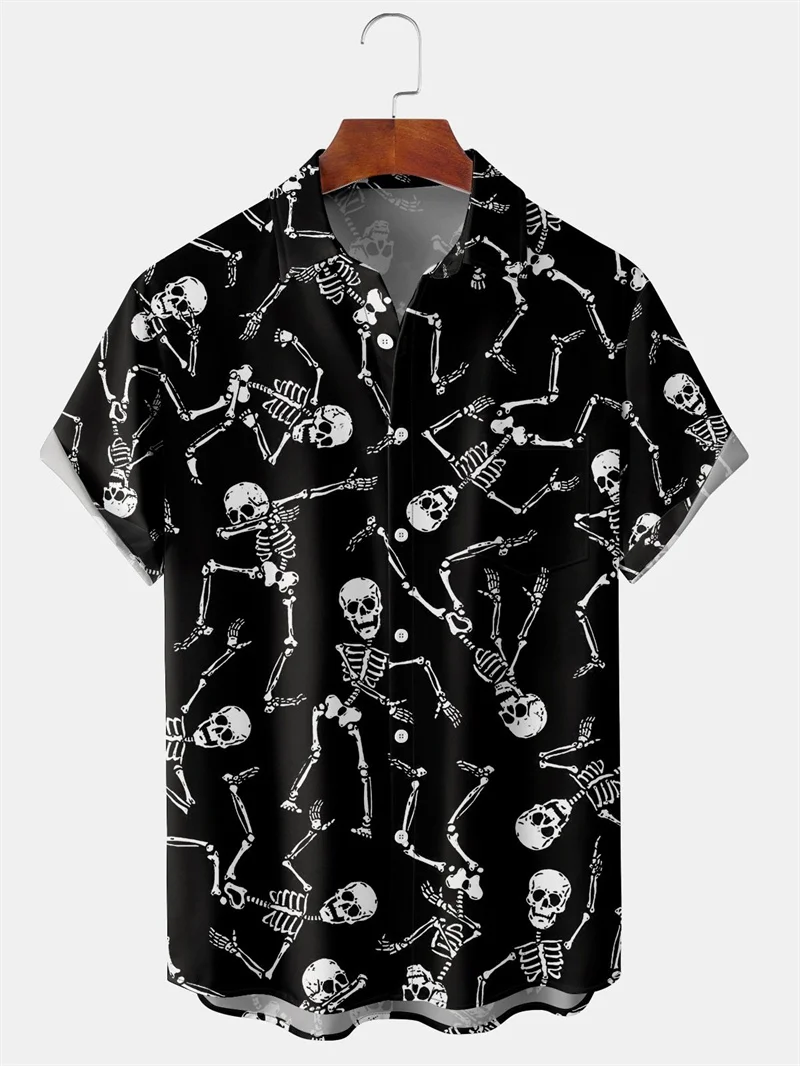 Hip-hop Halloween Cute Ghost 3D Print Shirts For Men Clothes Women Fashion Cool Short Sleeve Lapel Shirt Blouses Halloween Shirt