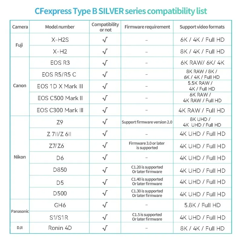 Lexar CFexpress Type B Silver Card 128GB 256GB 512GB CF Express Digital Memory Card do cyfrowej lustrzanki cyfrowej RAW 4K