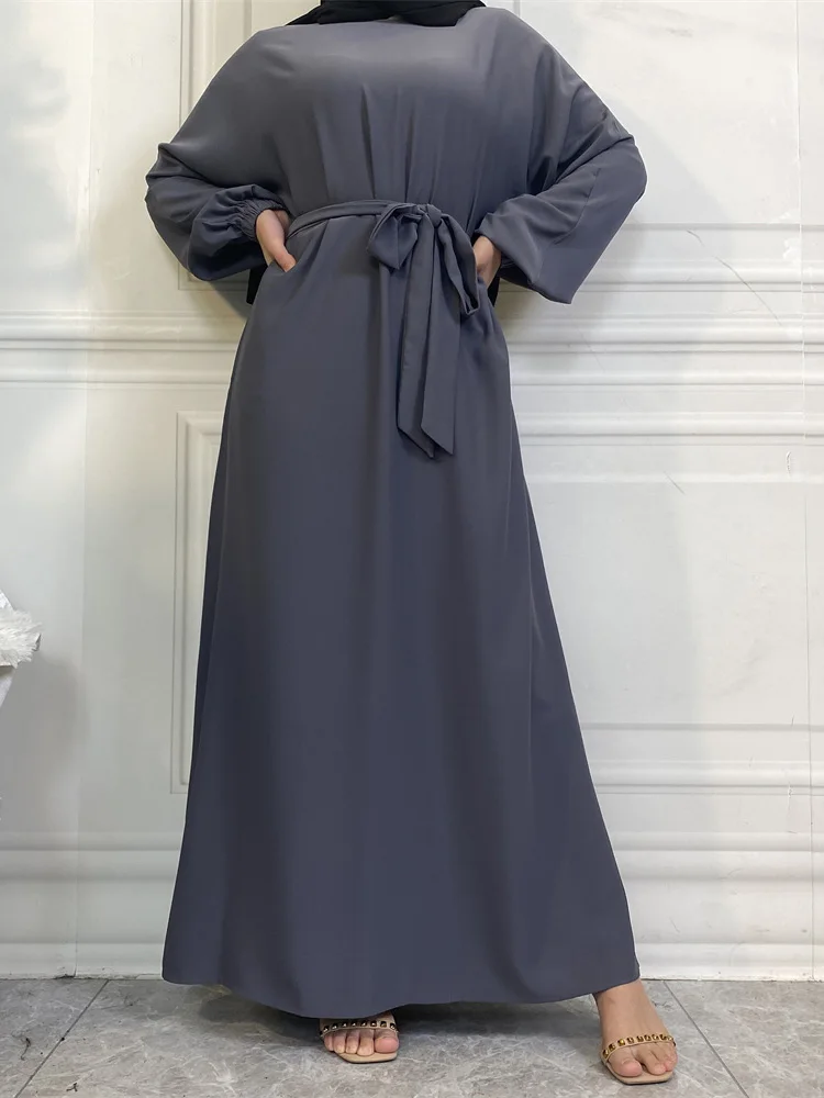 Muslim Long Sleeve Dress Abaya Simple Style Women's Clothing Solid Color  Gulf Abayas Islamic Saudi Robe Ramadan Dresses For Eid - AliExpress  200000345