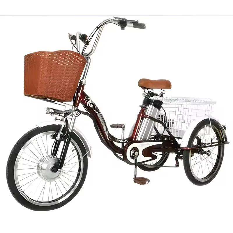 Electric Tricycle For Adults 3 Wheels Removable Lithium Battery 48v 350w Family Electric Bike With Rear Basket