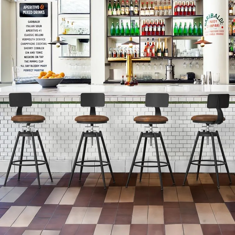 PrimeFurnish Industrial Swivel Bar Stool Set of 4, 27