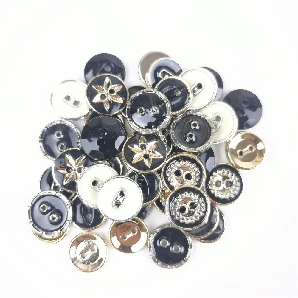 30pcs 10-13mm 2 Holes Round Resin Flatback Plastic Buttons For Kids Sewing Accession Fit Sewing Scrapbooking DIY Black Button