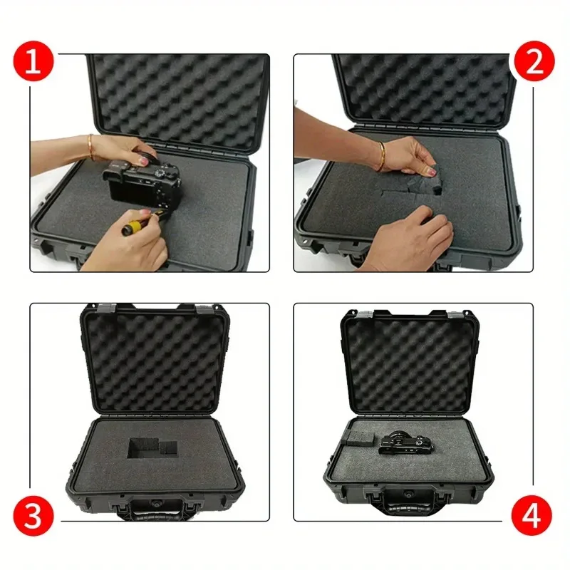 1 Waterproof Hard Hand-held Toolbox Bag with Pre Cut Sponge Storage Box, Impact Resistant Driving Chassis