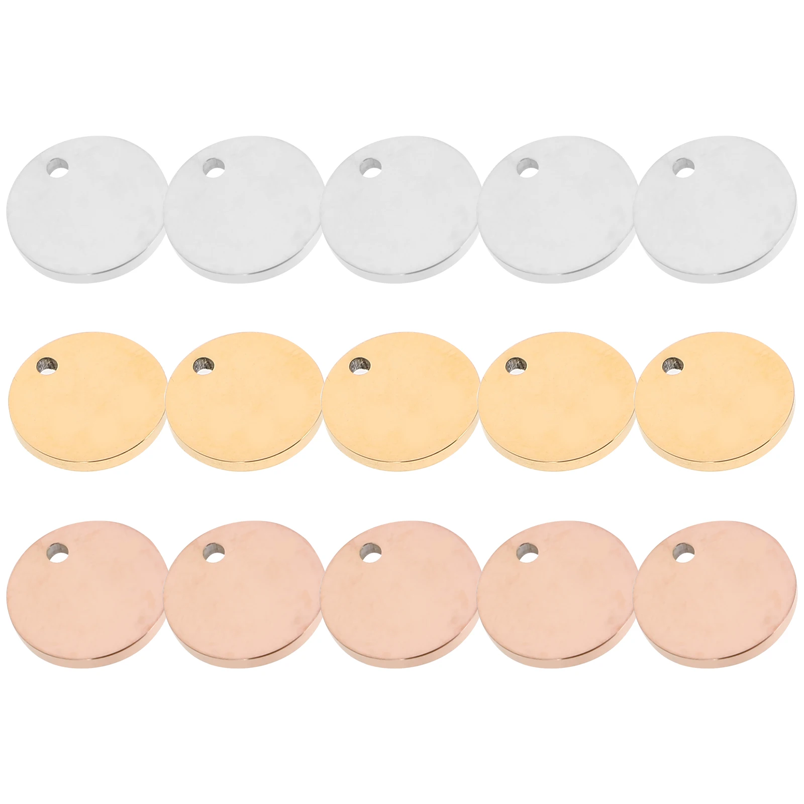 

15 Pcs Stainless Steel Dog Tags 12mm Blank Engraved Pet ID Name Keychain Gold Rose Gold Stamping Pendents Anti Lost Jewelry
