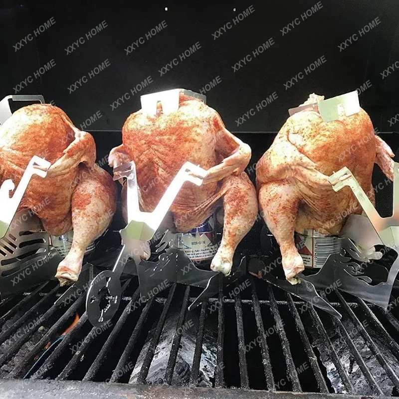 Motorcycle BBQ Chicken Stand Portable Grilling Roast Rack Barbecue Accessories BBQ Tool Stainless Steel Rack