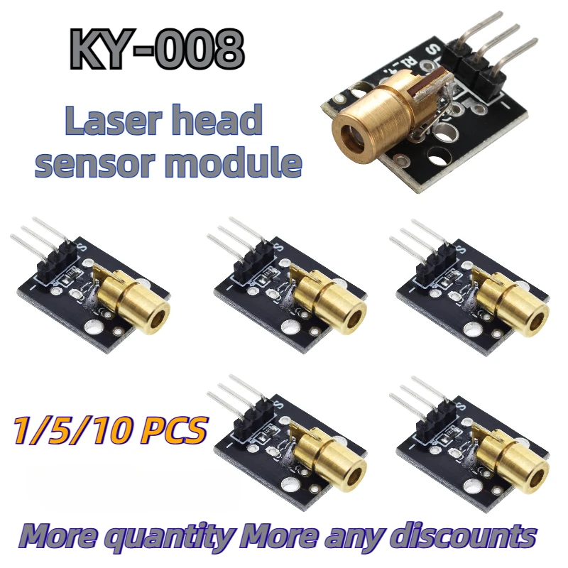 1-10PCS KY-008 650nm Laser Sensor Module 6mm 5V 5mW Red Dot Diode Copper Head for Arduino KY 008