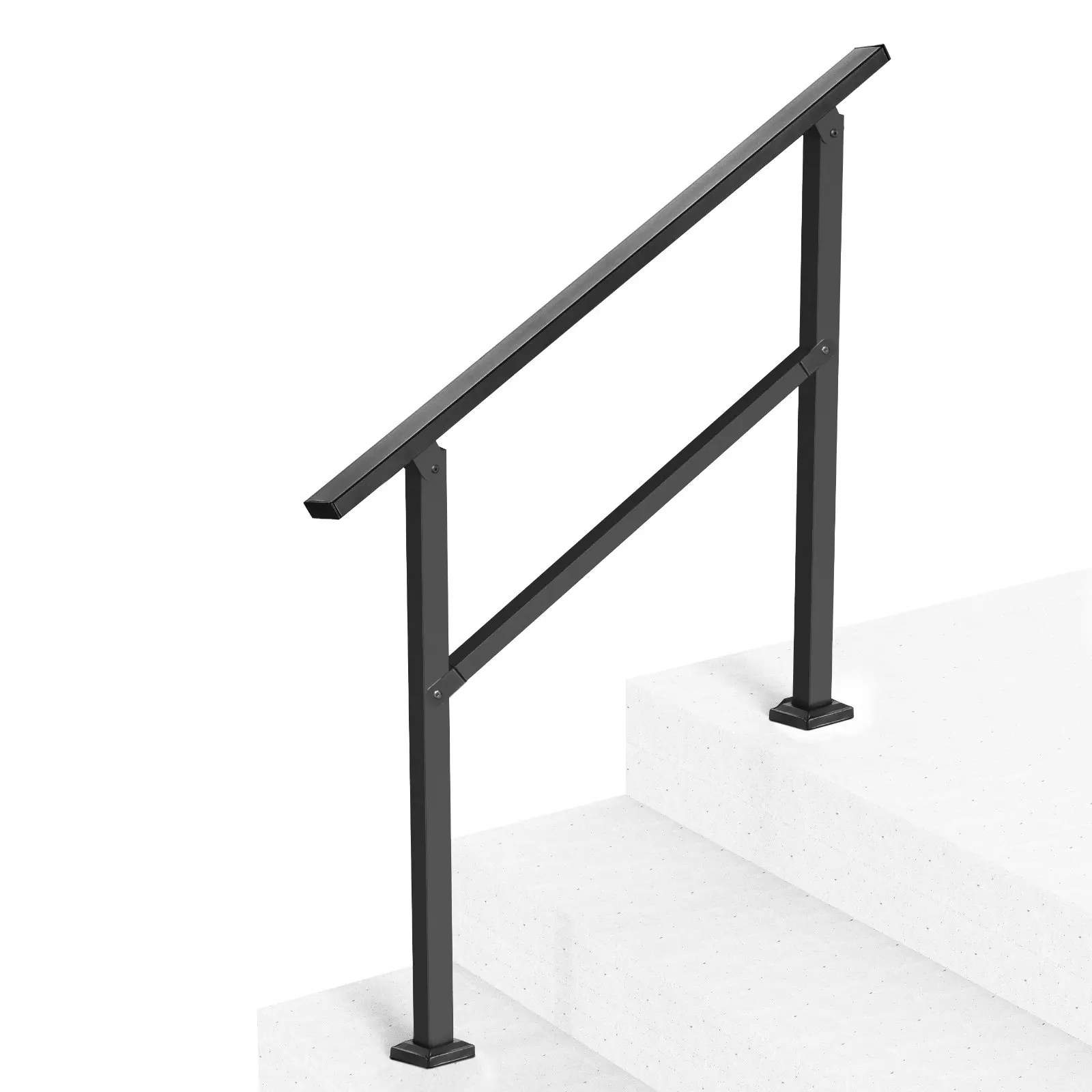 

Outdoor Handrails For 2-3 Step Stairs Black Square Tube Easy Install For Senior