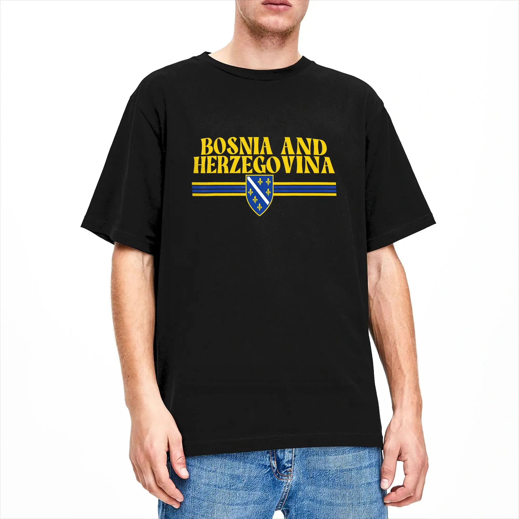 Bosnia and Herzegovina Bosnian Shield T-Shirt Summer  Cotton T-Shirts For Men's Trendy Cool Design Tee Shirt Short Sleeves Tees