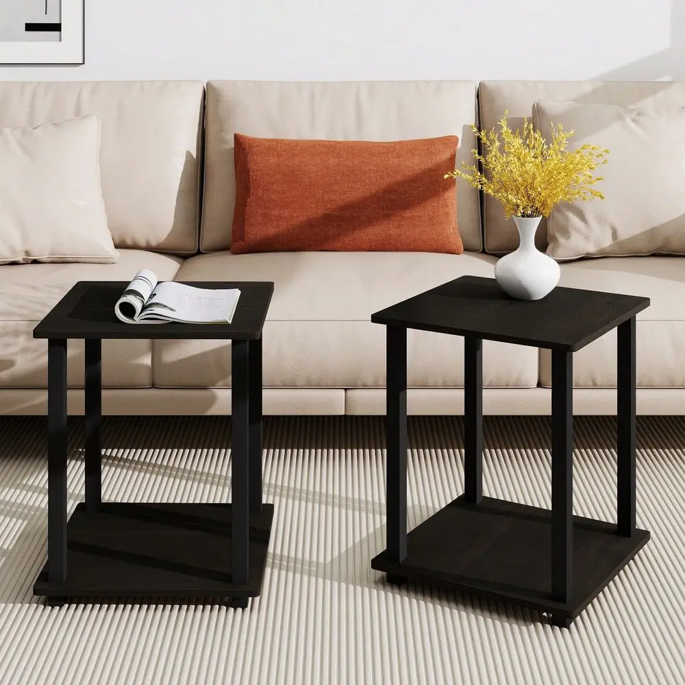 

End Table, Nightstand, Bedside Table, Sofa Table, Living Room, Bedroom Storage, Set Of 2, Espresso Dark Brown
