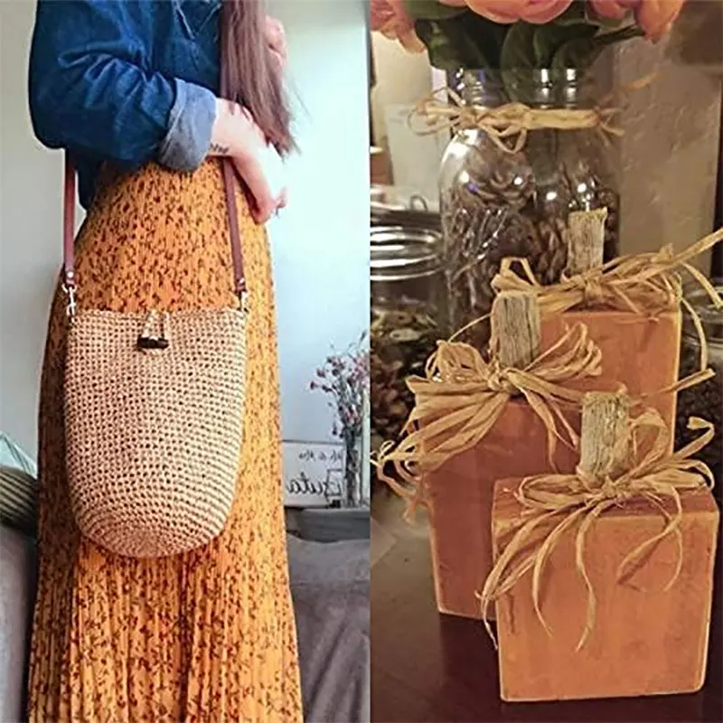 218 ياردة الرافية ورقة كرافت الشريط التعبئة ورقة خيوط الرافية غزل محبوك ورقة حبل DIY بها بنفسك الحرفية مهرجان هدية التفاف 1/4 بوصة