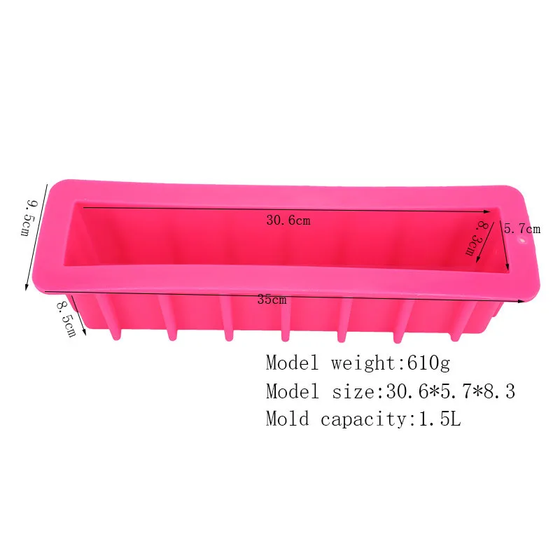 1400ML Silicone Soap Mold Easy Removal Rectangle Silicone Loaf Mold Silicone Loaf Mold for Handmade Soap Making Tool