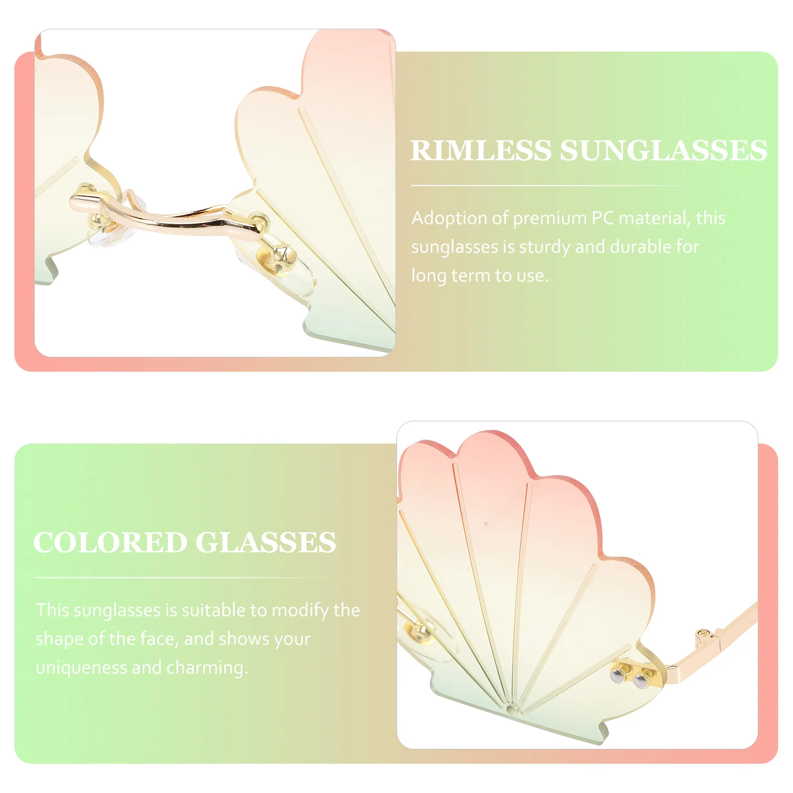 

Gold Frame Sunglasses Sturdy PC Metal Lightweight Durable Face Shaping Unique Charm Party Favors Photo Props Fancy Dress Beach