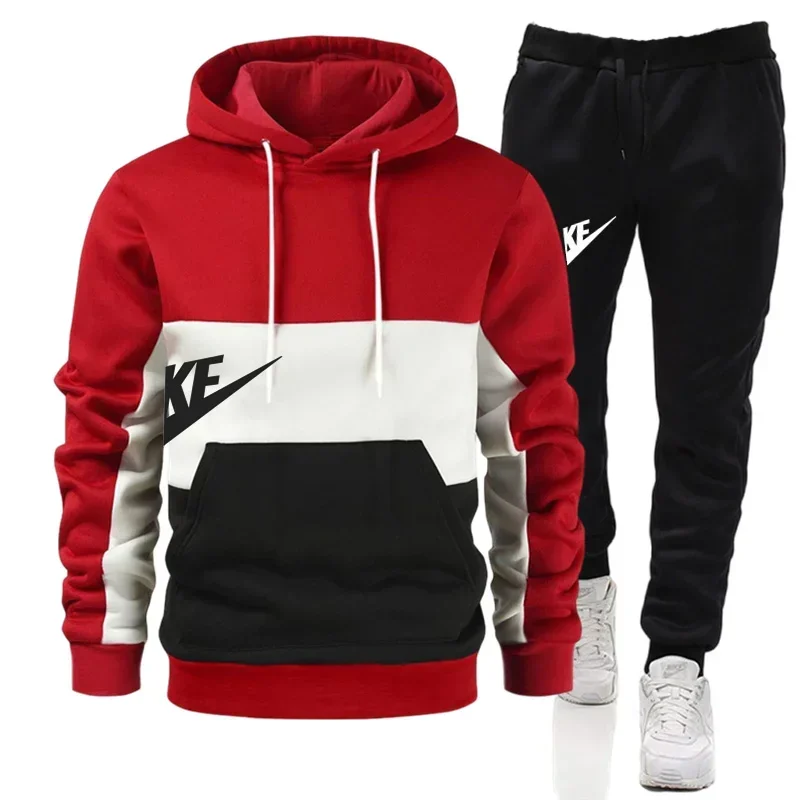 New Fashion Men Tracksuits Hoodies Suit Autumn Winter Men Hooded Sweater and Sweatpants Two Piece Set Plus Size Men\'s Clothing