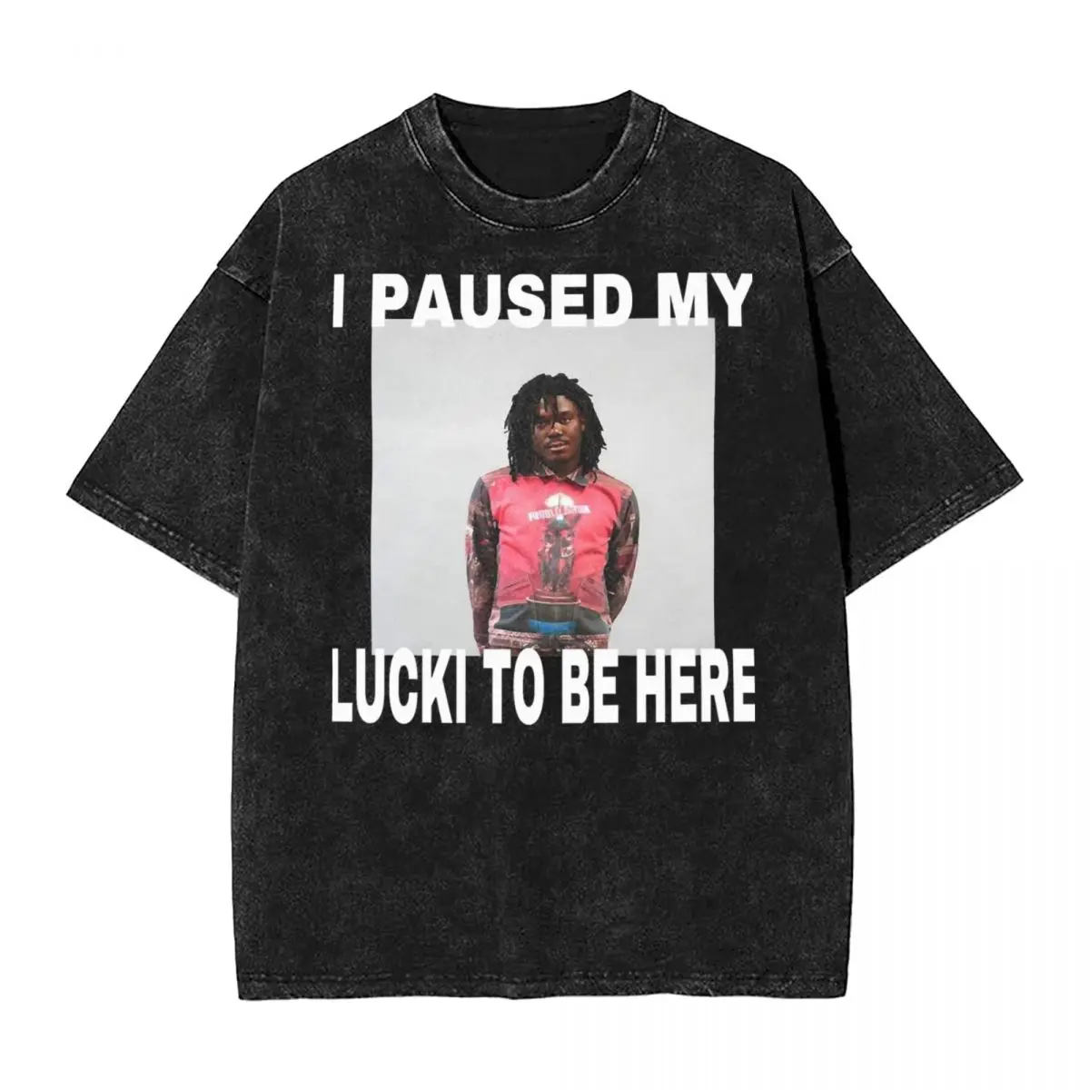 Lucki KanKan Summrs Ken Carson T Shirts Hip Hop Washed Cotton Oversize T-Shirts Vintage for Men Tops Streetwear Printed Tees