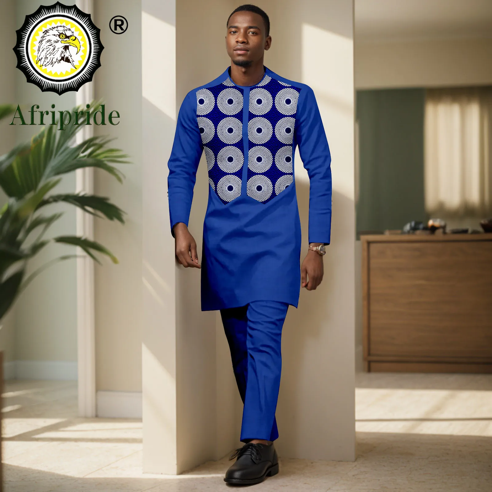 African Suits for Men Print Shirts and Pants 2 Piece Set Bazin Riche Dashiki Outfits Formal Suit for Wedding Evening 2416077