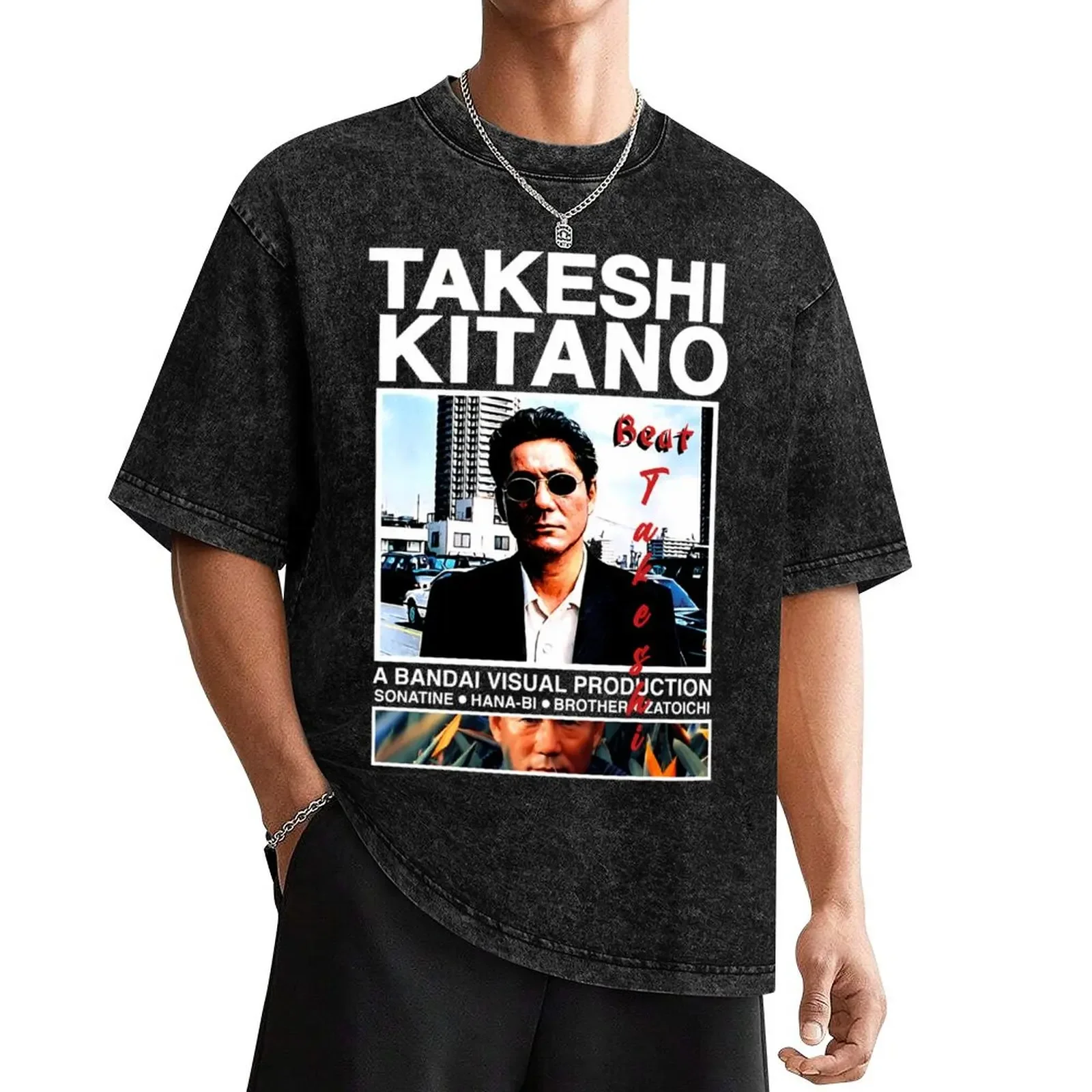 Takeshi Kitano T-Shirt vintage hippie clothes Short sleeve tee men