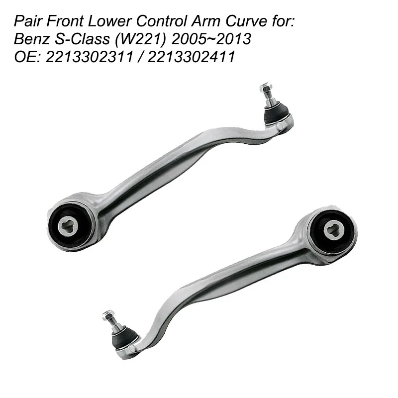 Pair Front Lower Curve Control Arm with Ball Joint Bushing For Mercedes Benz S Class W221 C216 S250 CDI S350 S400 S500 S600