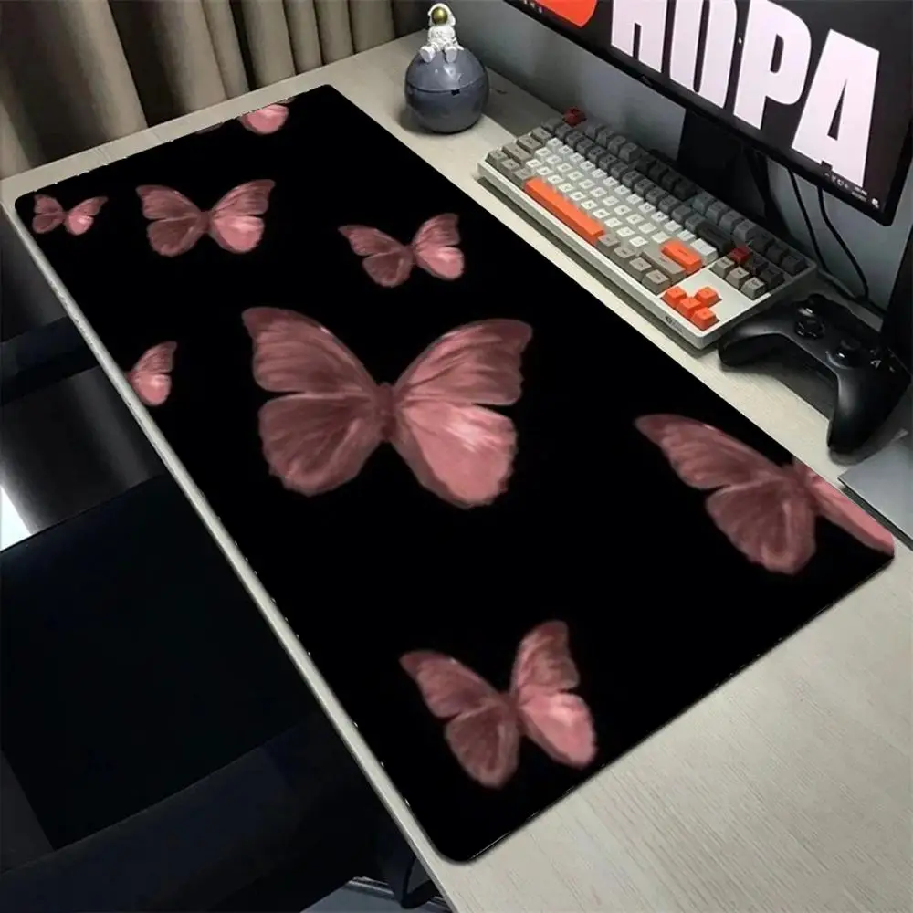 

Коврик для мыши с узором бабочки, большой игровой коврик для мыши с защитой по краям, утолщенный коврик для компьютерной клавиатуры и стола