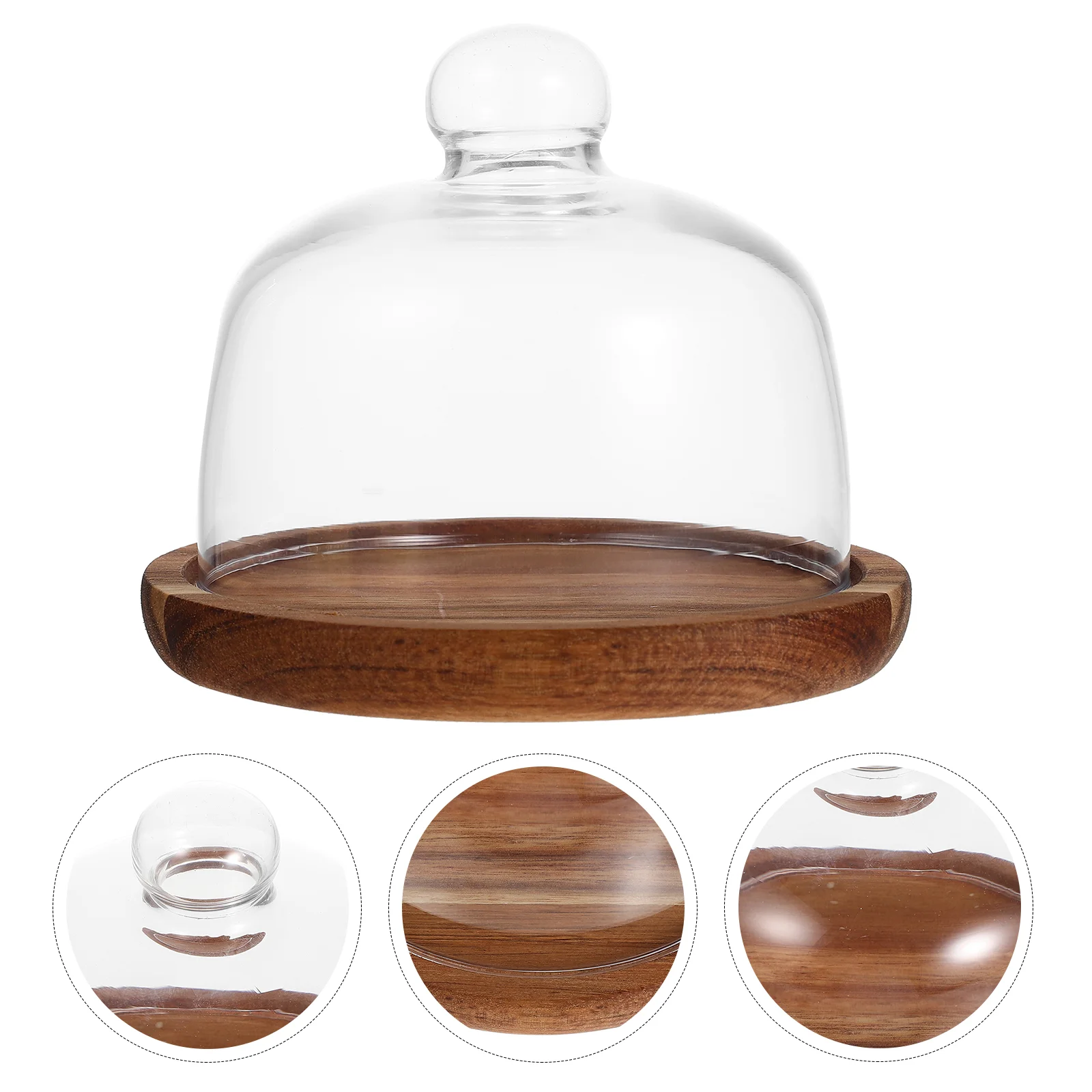 

Cake Pan Turntable Decor Lid Plate Holder Wood Tray Display Dessert Storage Stand