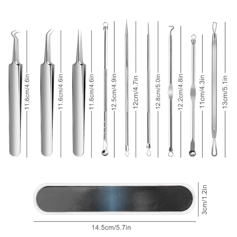 9 قطعة أداة إزالة الرؤوس السوداء الفولاذ المقاوم للصدأ مجموعة أدوات بثرة إزالة الرؤوس السوداء دروبشيبينغ