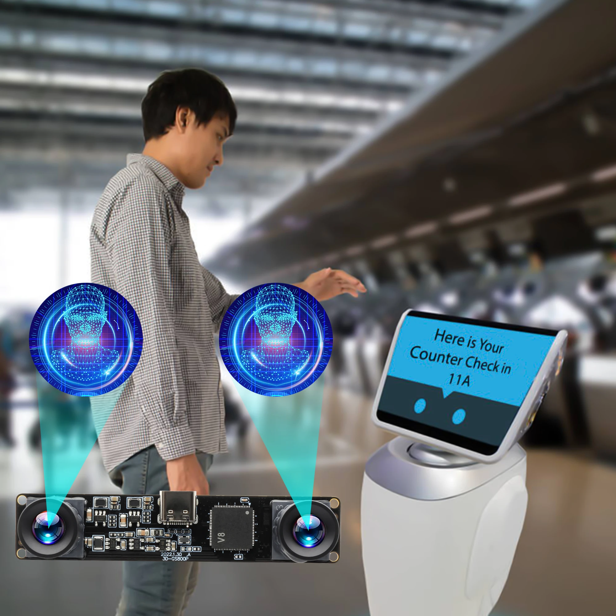 ELP 1200P 3D Stereo Dual Lens Webcam Global Shutter USB Camera Module for Computer High Speed 120fps Industrial Embedded Camera