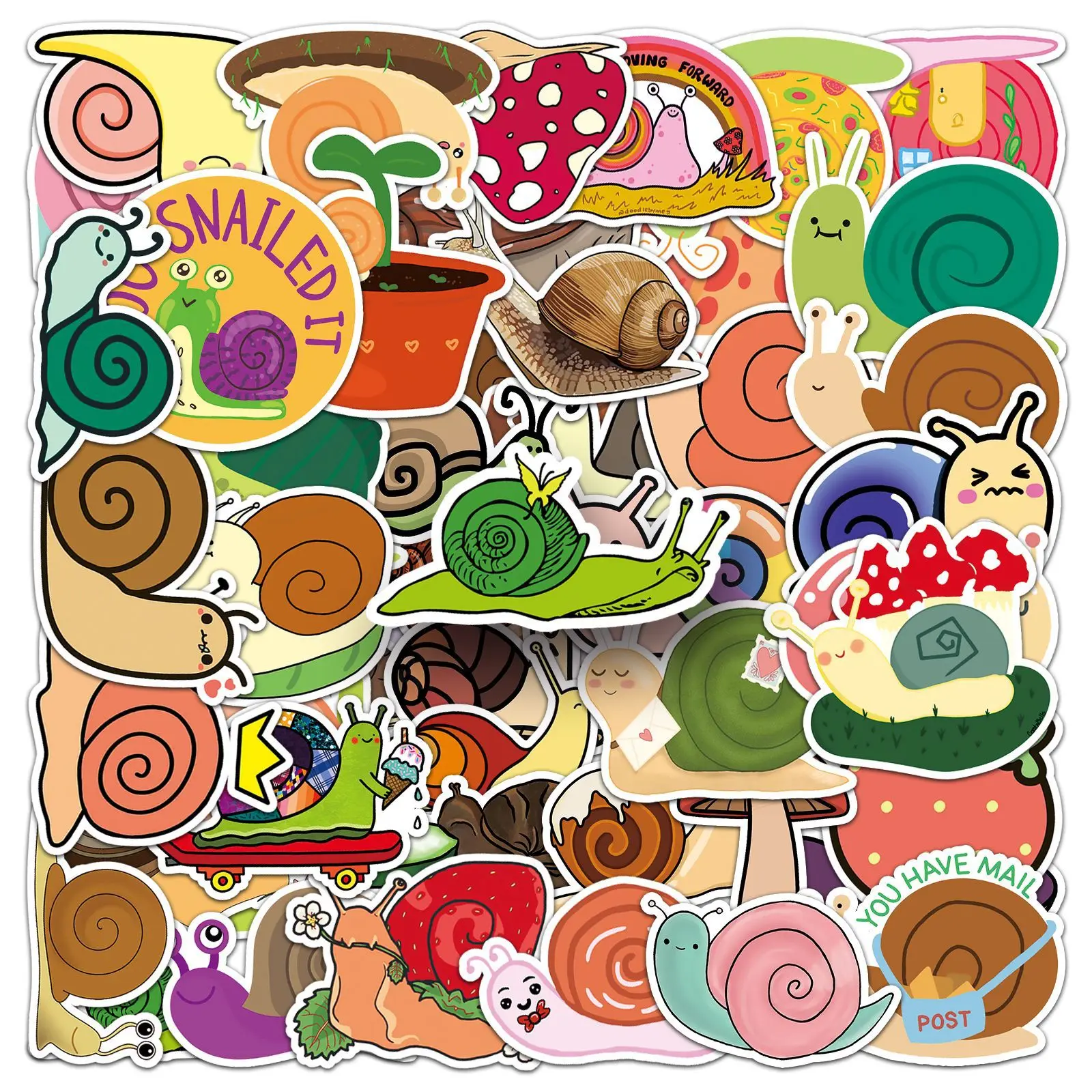 

10/50PCS Cartoon Color Animals Cute Small Snail Stickers Kawaii DIY Car Helmet Laptop Guitar Graffiti Sticker Decals Kid Toys