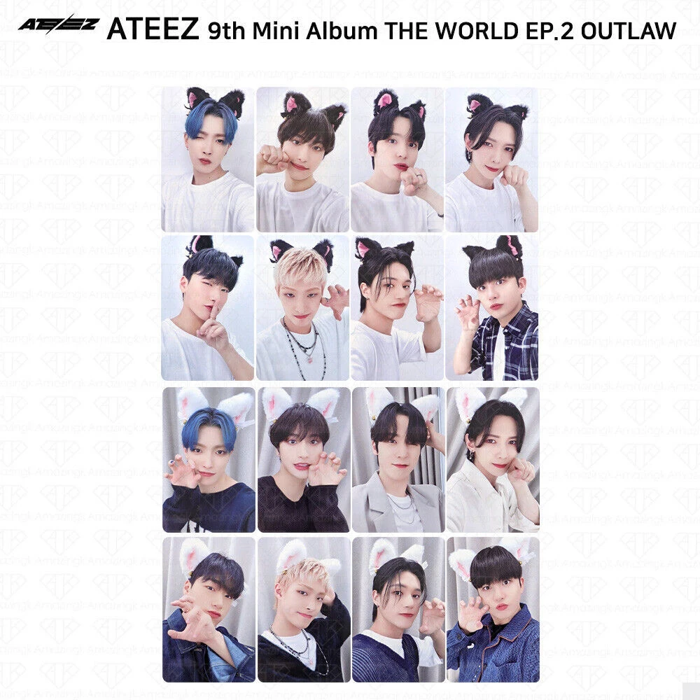 

ATEEZ 9th Mini Album THE WORLD EP.2 OUTLAW Photocards 8pcs/Set Double Sides Printing Copper LOMO Card Fan Collection Postcards