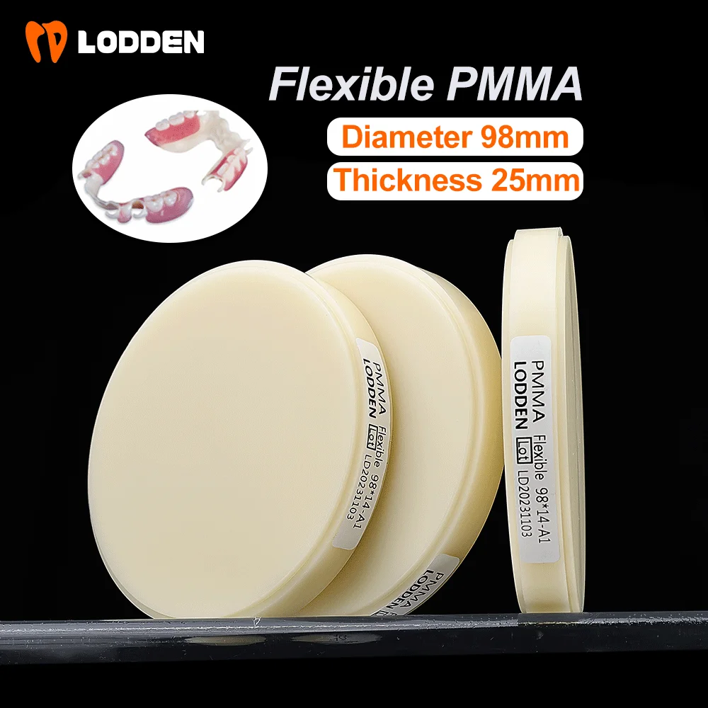 Lodden 25mm Flexible PMMA Disk for 98mm CAD/CAM Open System Dental Lab Elastic Resin Dentist Materials